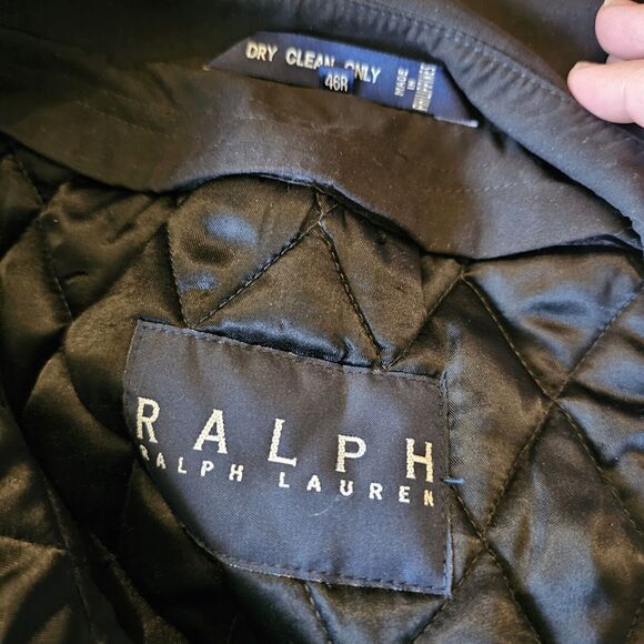 Ralph Lauren Mens Black Trench Coat, Zip-out Liner, Size 46R Vented $225 Retail - Picture 4 of 4